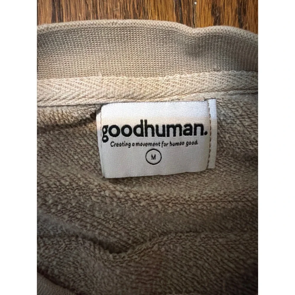 Goodhuman Tan Beige Line Art Face Graphic Crewneck Sweatshirt Medium